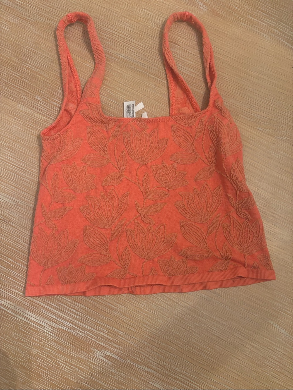 Anthropologie Orange Floral Knit Tank Top Bra- Women